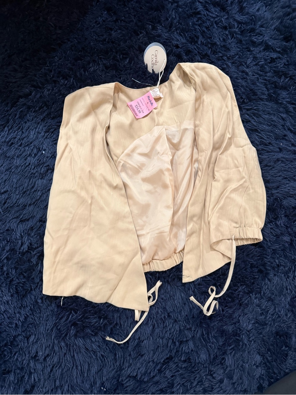 Light Beige Women's - Casual Drawstring Bomber SER